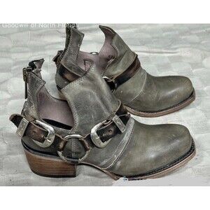Freebird by Steven Truce Gray Western Style Leather Ankle Boots Women's Size 6
